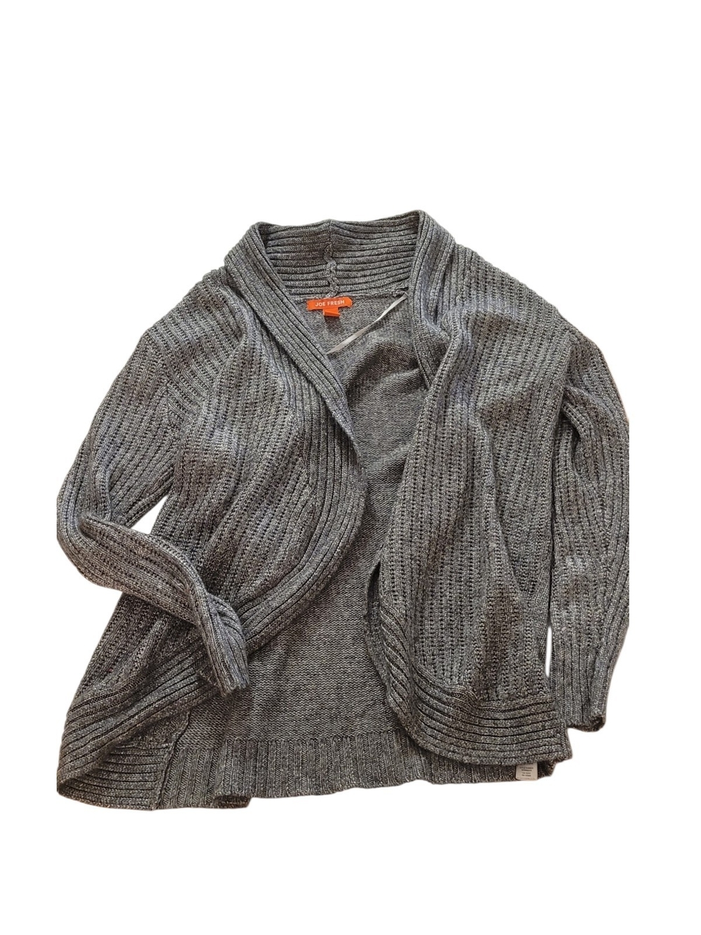 Joe Fresh Dark Gray Open-Front Ribbed Cardigan - Picture 6 of 6